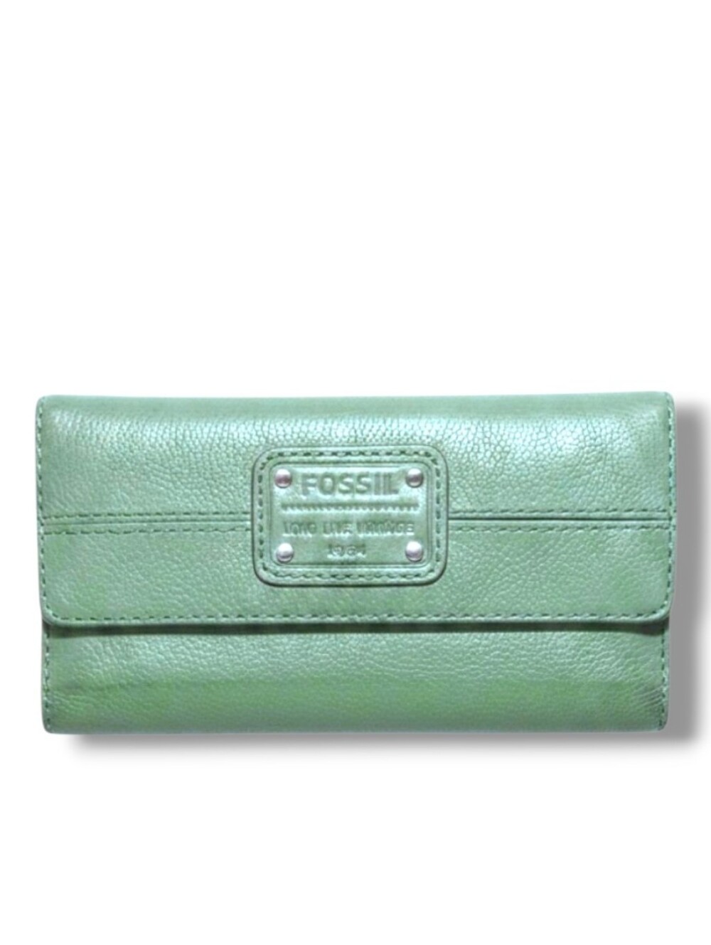 LIKE NEW Fossil 1964 Long Live Vintage Trifold Checkbook Wallet